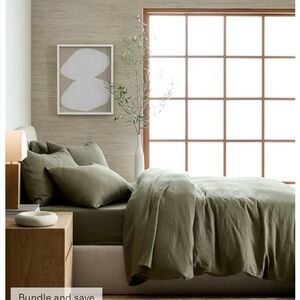 Quince King/Cal King Dusty Olive European Linen Duvet Cover